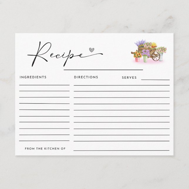 SHE'S FRESH OFF THE MARKET  FLORAL RECIPE  ENCLOSURE CARD (Front)