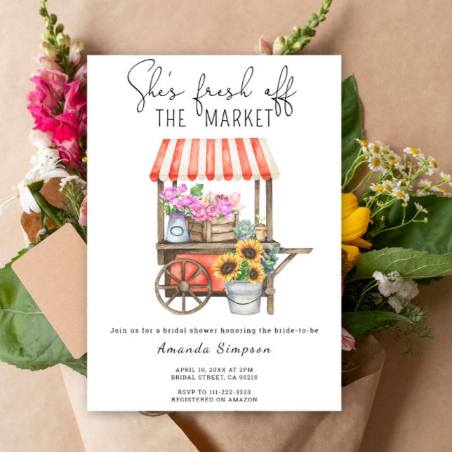 She's fresh off the market Flower Bridal shower Invitation (Creator Uploaded)