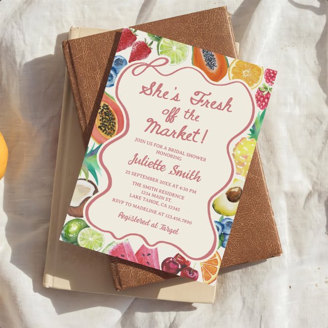 She's Fresh Off The Market Fruits Bridal Shower Invitation (Creator Uploaded)