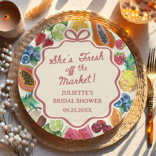 She's Fresh Off The Market Fruits Bridal Shower Paper Plate