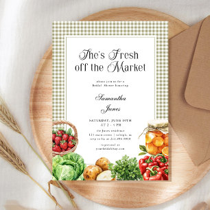 She's Fresh Off The Market Gingham Bridal Shower Invitation