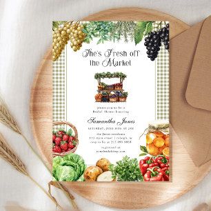 She's Fresh Off The Market Gingham Bridal Shower Invitation
