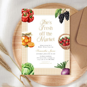 She's Fresh Off The Market Gingham Bridal Shower Invitation