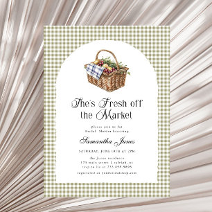 She's Fresh Off The Market Gingham Bridal Shower Invitation