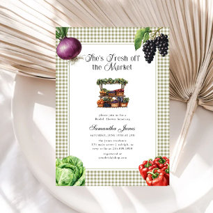 She's Fresh Off The Market Gingham Bridal Shower Invitation