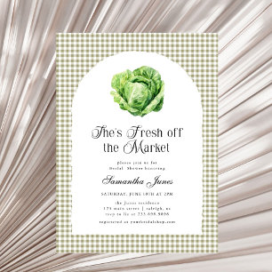 She's Fresh Off The Market Gingham Bridal Shower Invitation