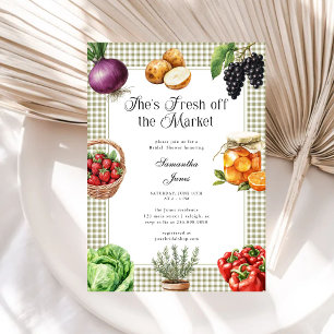 She's Fresh Off The Market Gingham Bridal Shower Invitation