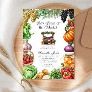 She's Fresh Off The Market Gingham Bridal Shower Invitation