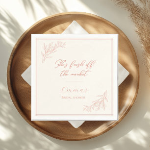 She's Fresh Off the Market Peach Bridal Shower Napkin