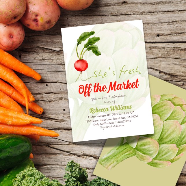 She's Fresh Off the Market Red Bridal Shower Invitation (Creator Uploaded)