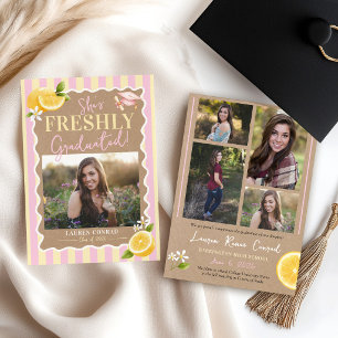 She's FRESHLY Graduated Lemons 5 Photo Graduation Announcement