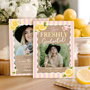 She's FRESHLY Graduated Lemons Graduation 2 Photo Announcement