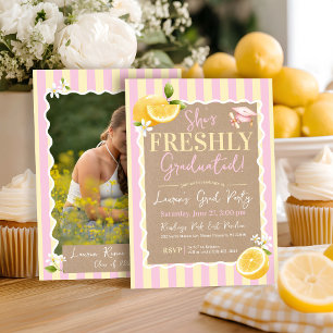 She's FRESHLY Graduated Lemons Graduation Photo Invitation