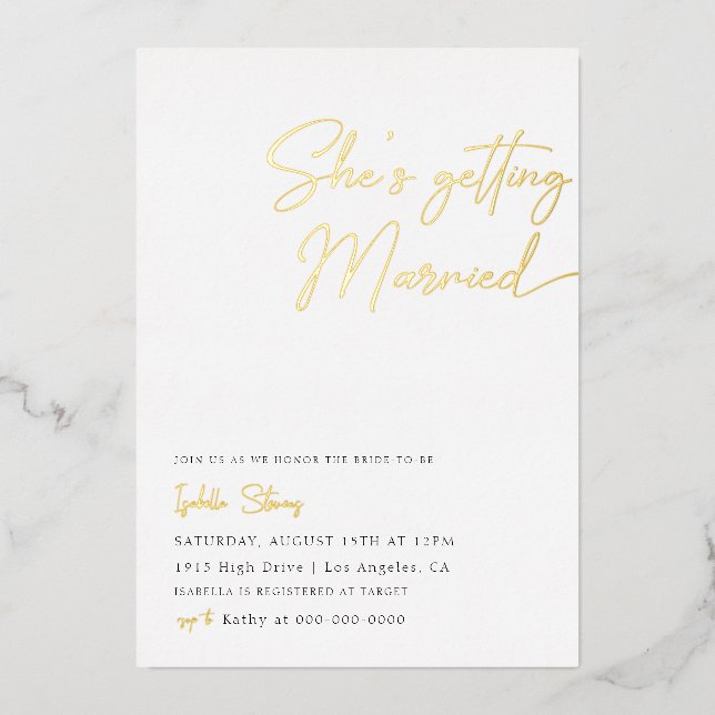 She's Getting Married Minimalist Bridal Shower (Front)