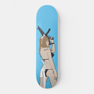 She's got a gun skateboard