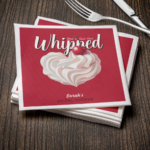 She's Got Him Whipped Cream Cherry Bridal Shower Napkin