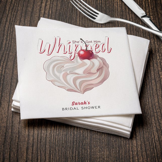 She's Got Him Whipped Cream Cherry Bridal Shower Napkin (She's Got Him Whipped Cream Cherry Bridal Shower Napkins
)