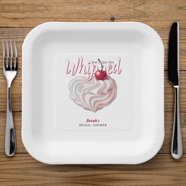 She's Got Him Whipped Cream Cherry Bridal Shower Paper Plate (She's Got Him Whipped Cream Cherry Bridal Shower Paper Plates
)