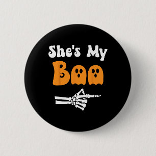She's My Boo Matching Halloween Pajama Couples She 6 Cm Round Badge