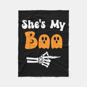 She's My Boo Matching Halloween Pajama Couples She Fleece Blanket