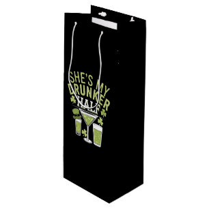 Shes My Drunker Half St Patricks Matching Couple Wine Gift Bag