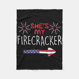 Shes My Firecracker 4th Of July Matching Couples H Fleece Blanket