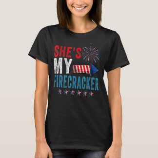 She's My Firecracker His And Her 4th July Matching T-Shirt