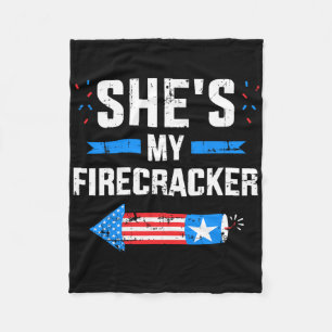 She's My Firecracker Matching Partner For 4th Of J Fleece Blanket