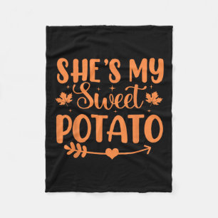 She's My Sweet Potato Autumn Thanksgiving Couples Fleece Blanket