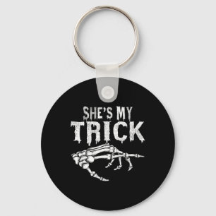 She's My Trick Skeleton Couple Matching Halloween  Key Ring
