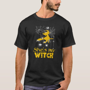 Shes My Witch Love Partner Cast Spell Broom Hallow T-Shirt