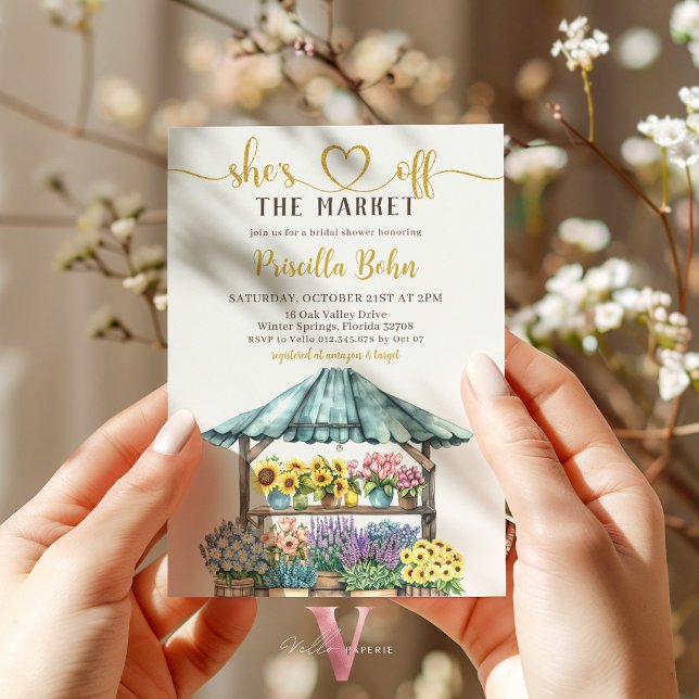 She's Off Market Flower Bridal Shower Invitation (Creator Uploaded)