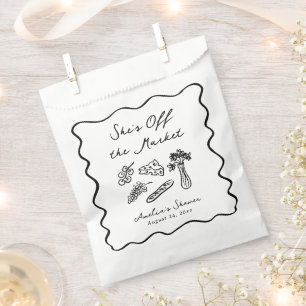 She's Off the Market Bold & Whimsical Hand Drawn Favour Bags