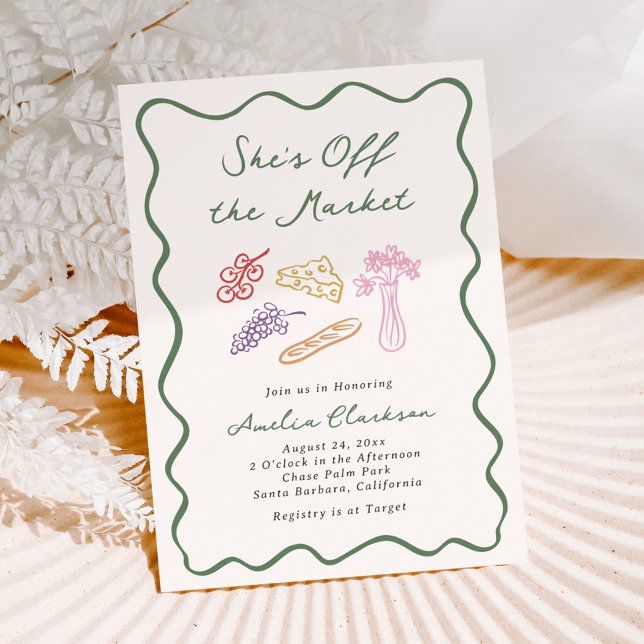 She's Off the Market Bold & Whimsical Hand Drawn Invitation (Creator Uploaded)
