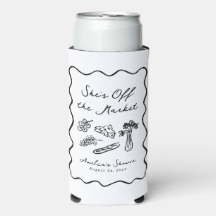 She's Off the Market Bold & Whimsical Hand Drawn Seltzer Can Cooler