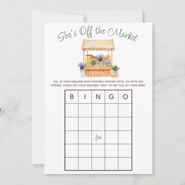 She's Off the Market Bridal Shower BINGO Game Invitation (Front)