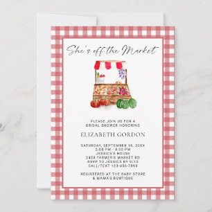 She's Off the Market Bridal Shower Gingham Invitation