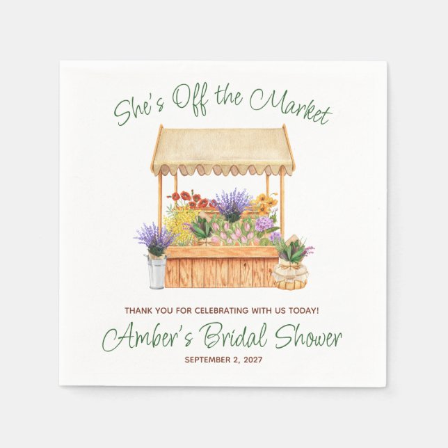 She's Off the Market Bridal Shower Napkin (Front)