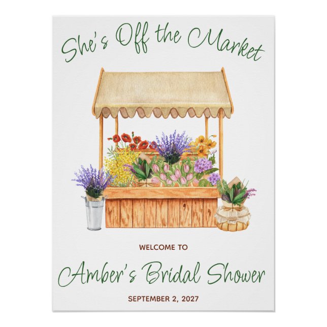 She's Off the Market Bridal Shower Welcome Poster (Front)