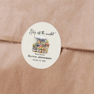 She's off the Market Chic Farm Stand Bridal Shower Classic Round Sticker