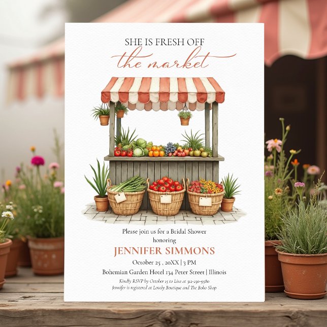 She's Off the Market Farmer's Market Bridal Shower Invitation (Creator Uploaded)