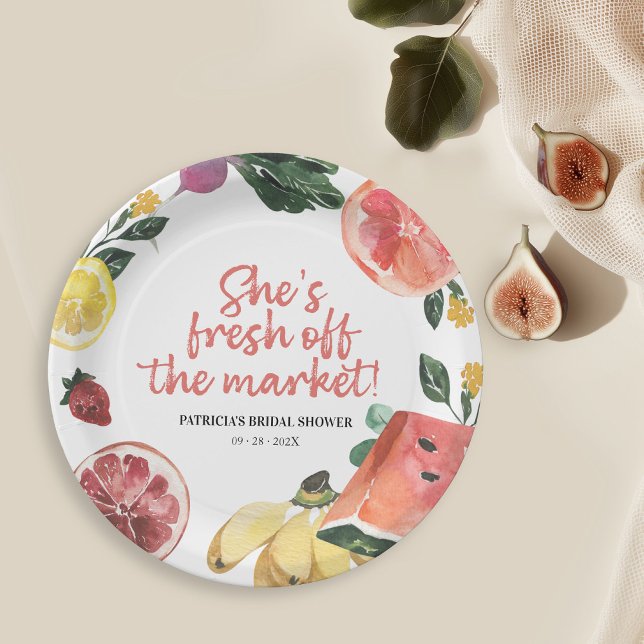 She's Off the Market Farmer's Market Bridal Shower Paper Plate (Creator Uploaded)