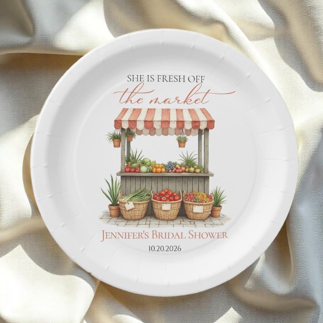 She's Off the Market Farmer's Market Bridal Shower Paper Plate (Creator Uploaded)