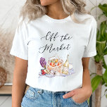 She's Off the Market Farmer's Market Bridal Shower T-Shirt<br><div class="desc">Introducing our charming "She's Off the Market" bridal shower collection! This delightful suite features a playful farmer's market theme, perfect for celebrating the bride-to-be. With its whimsical fruit, wine and food illustrations along with a cosy picnic design, this suite sets the tone for a fun and stylish gathering. This suite...</div>