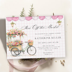 Shes Off the Market Floral Bike Pink Bridal Shower Invitation