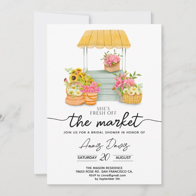 She's Off the Market Flower Shop Bridal Shower Invitation (Front)