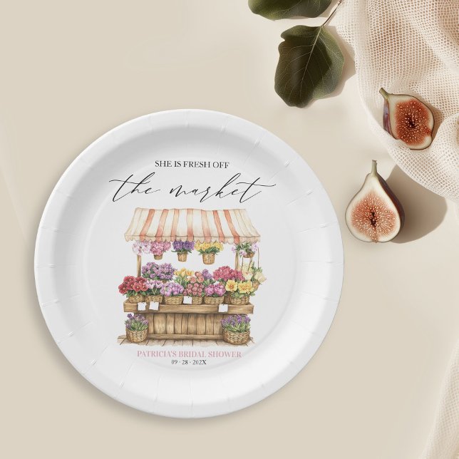She's Off the Market Flower Shop Bridal Shower  Paper Plate (Creator Uploaded)