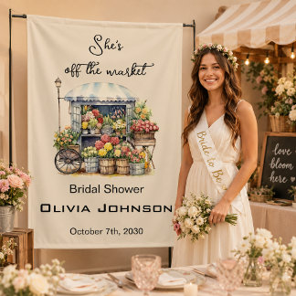 She's off the Market French Beige Bridal Shower Banner