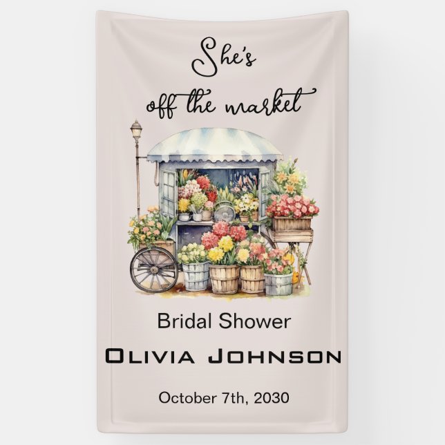 She's off the Market French style Bridal Shower Banner (Vertical)