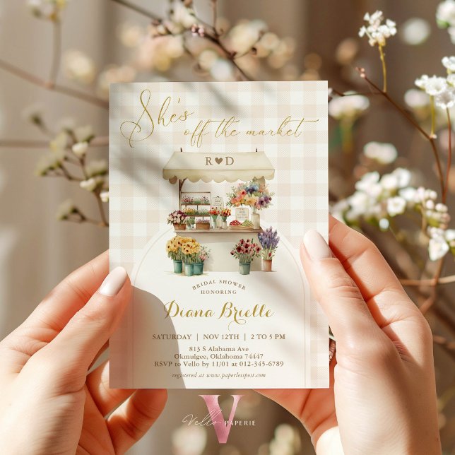 She's Off the Market Gingham Bridal Shower Invite (Creator Uploaded)
